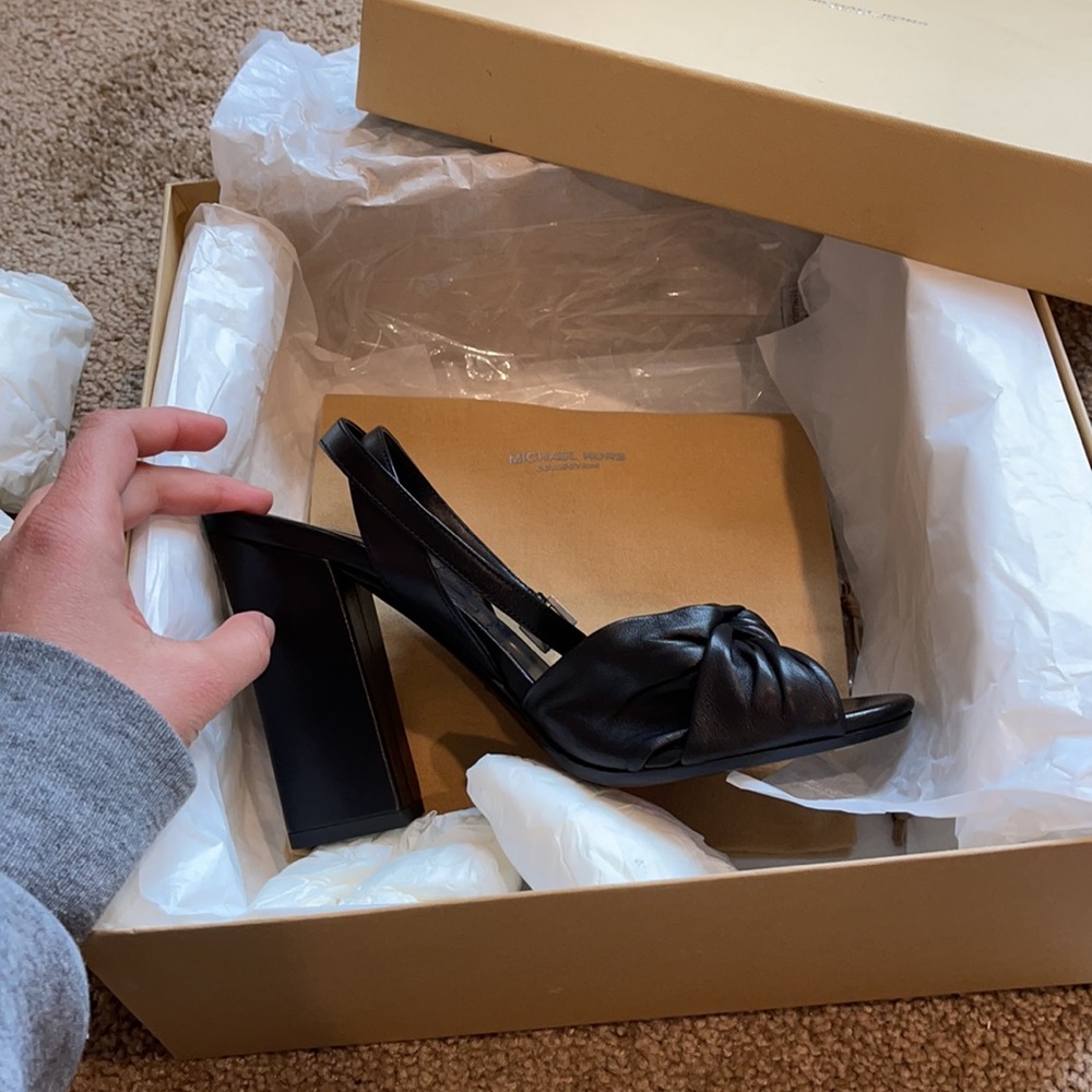 Michael Kors collection strappy black leather heels NWOT